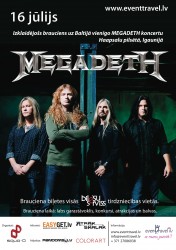 Tiek organizēts izklaidējošs brauciens uz vienīgo grupas "Megadeth" koncertu Baltijā