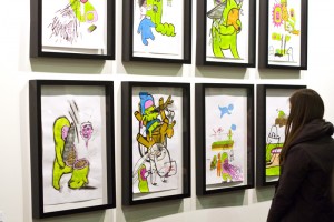 Foto no komiksu mākslas izstādes atklāšanas